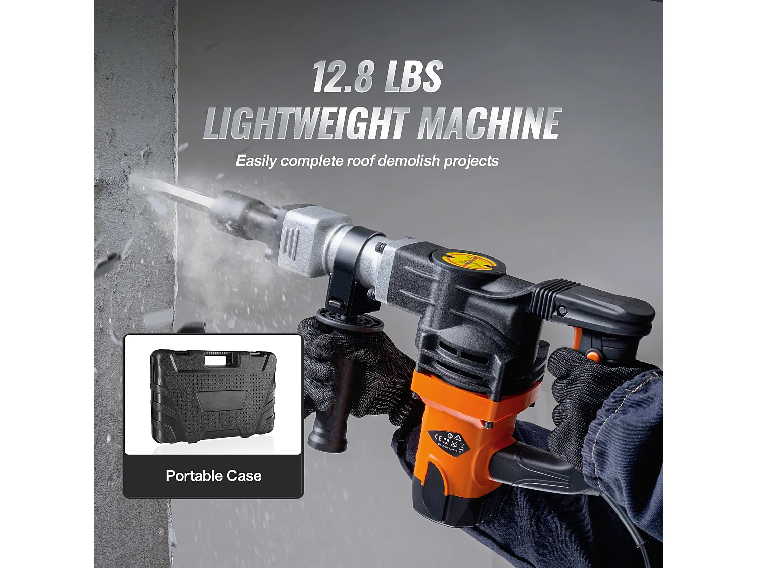 Marteau Piqueur de Démolition SucceBuy Marteau Piqueur de Démolition 1400W Brise Béton Électrique 2 Burins