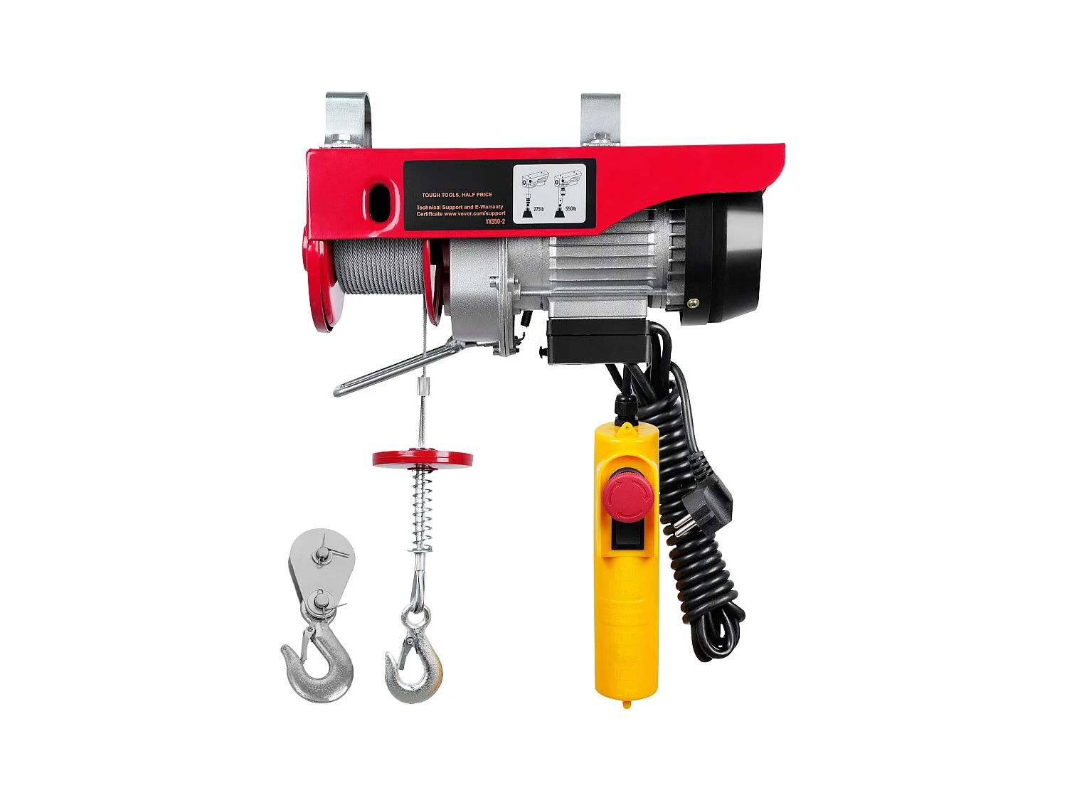 Elektrische Winch 249 kg SucceBuy, Elektrische Kabelwinch, met Bedraad Afstandsbediening, 510 W 220 V, voor Garages, Opslagplaatsen en Fabrieken