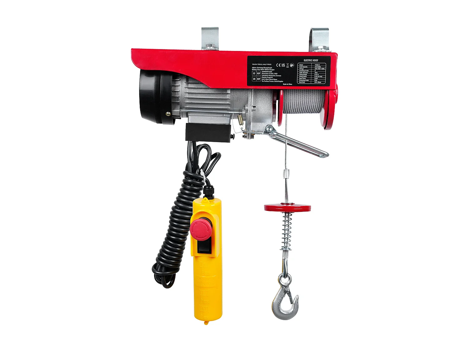 Treuil Électrique 249 kg SucceBuy, Treuil à Câble Électrique, avec Télécommande Filaire, 510 W 220 V, pour Garages, Entrepôts et Usines