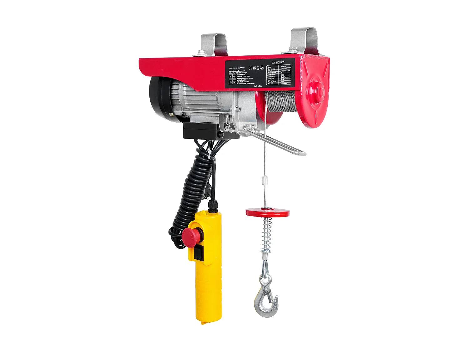 Treuil Électrique 249 kg SucceBuy, Treuil à Câble Électrique, avec Télécommande Filaire, 510 W 220 V, pour Garages, Entrepôts et Usines