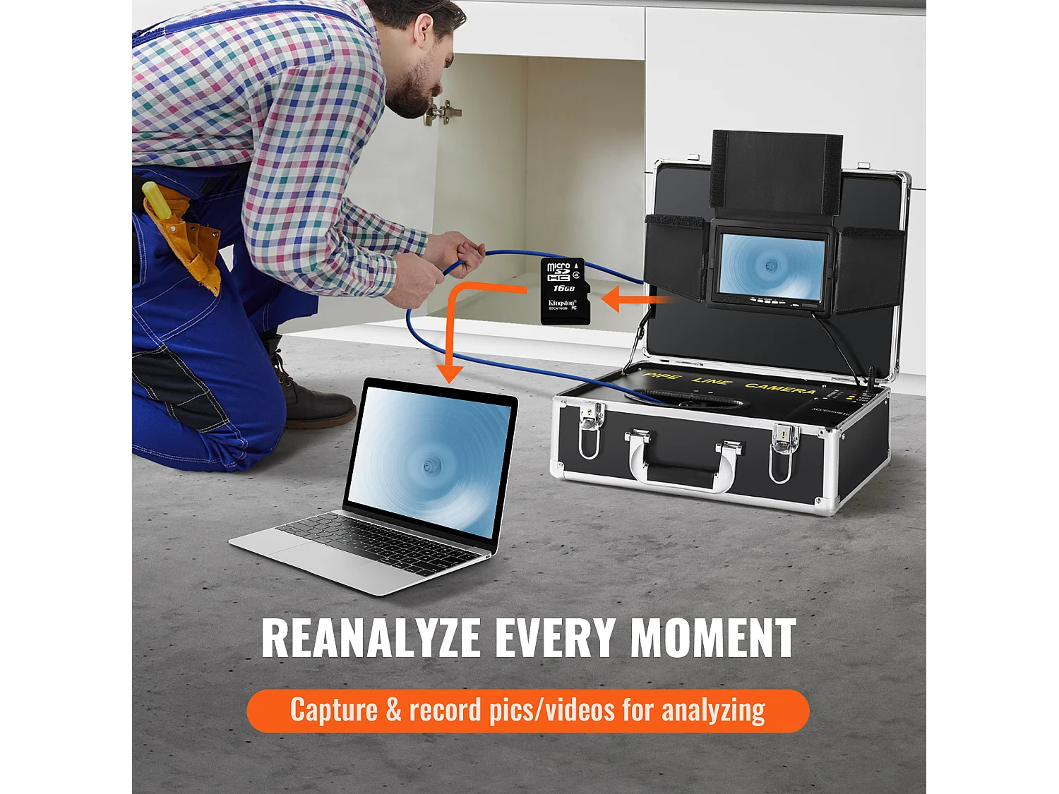 Caméra SucceBuy Caméra D'égout, Écran de 7 Pouces, 1000TVL, Caméra D'inspection de 100 Pieds