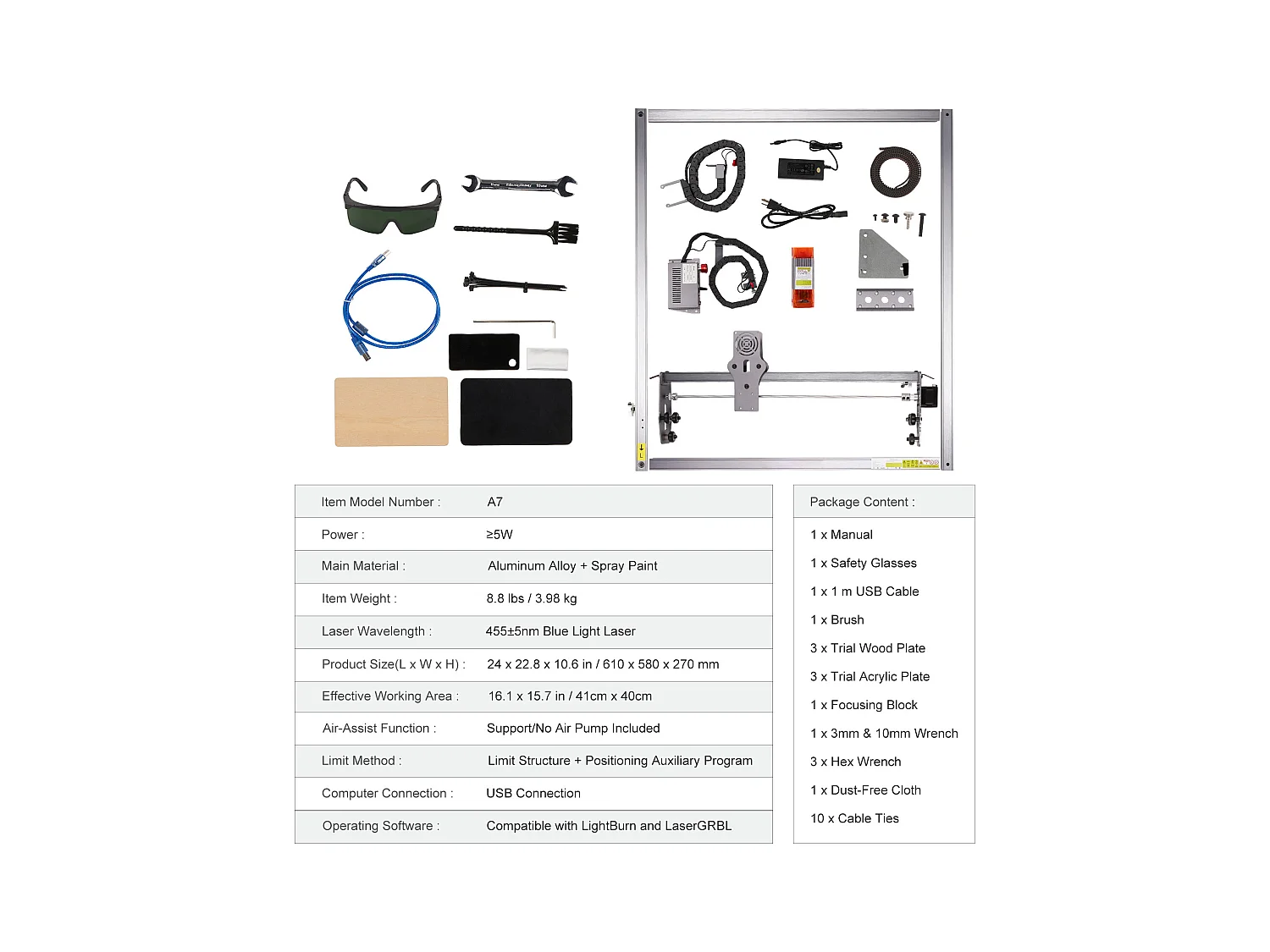Máquina de Grabado Láser SucceBuy, Grabador Láser de Gran Potencia 5 W con Punto Comprimido y Protección Ocular, para la Madera y Ciertos Metales