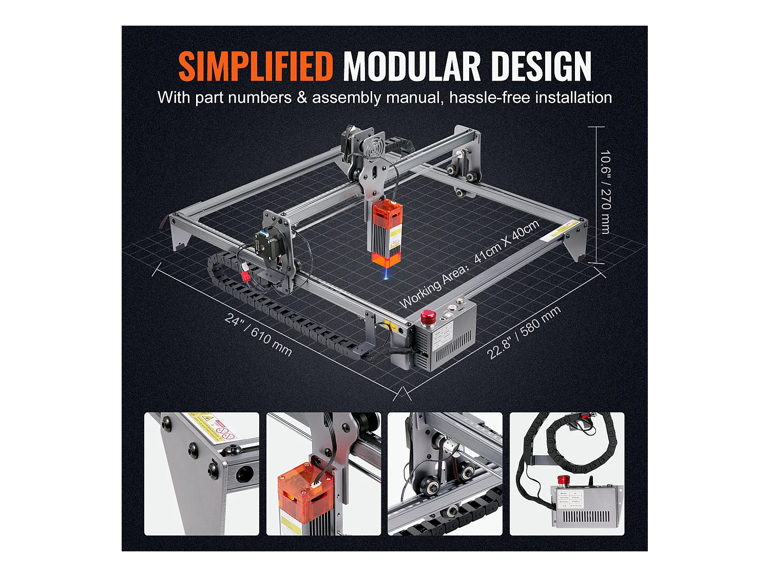 Máquina de Grabado Láser SucceBuy, Grabador Láser de Gran Potencia 5 W con Punto Comprimido y Protección Ocular, para la Madera y Ciertos Metales