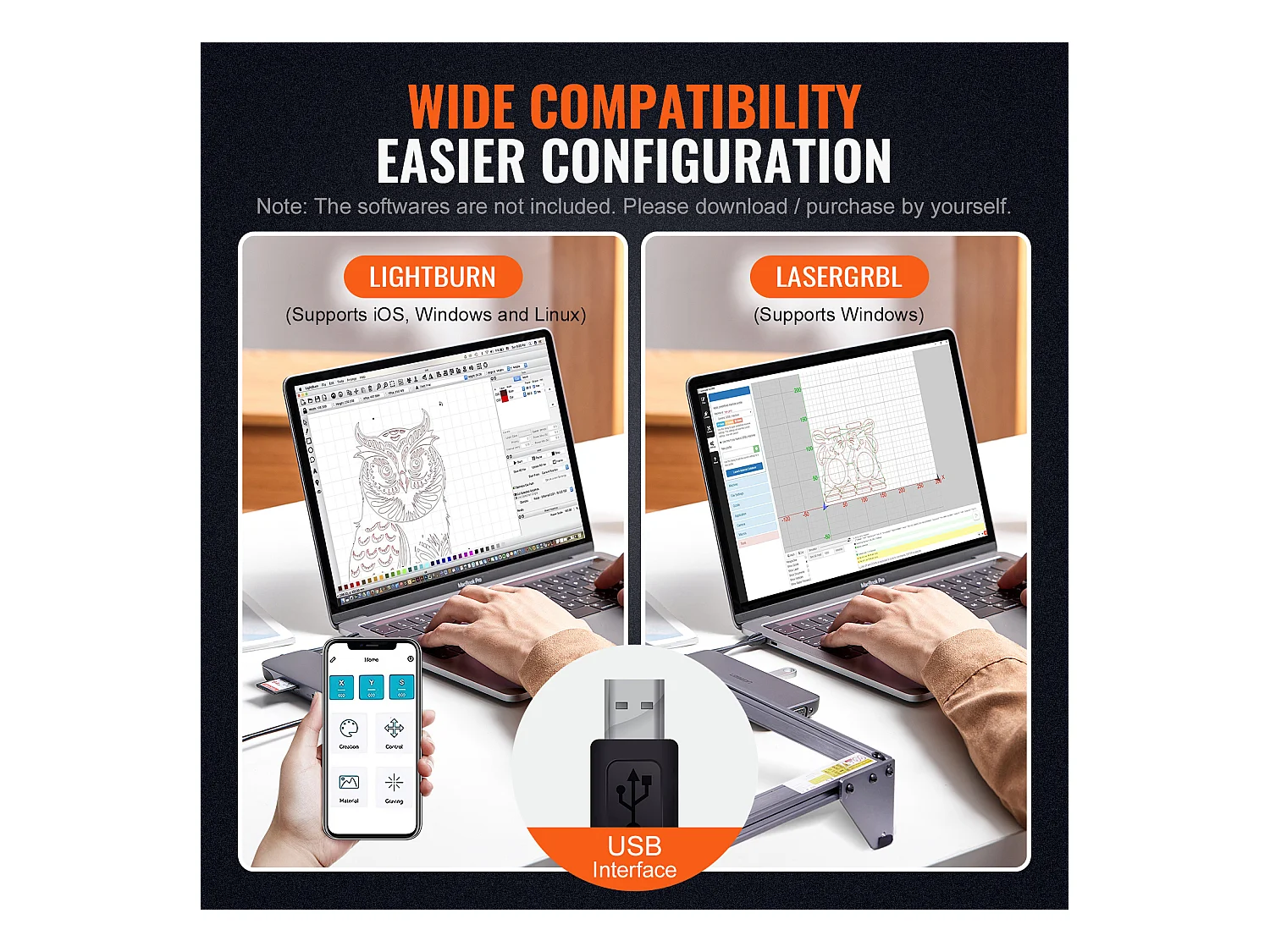 Máquina de Grabado Láser SucceBuy, Grabador Láser de Gran Potencia 5 W con Punto Comprimido y Protección Ocular, para la Madera y Ciertos Metales