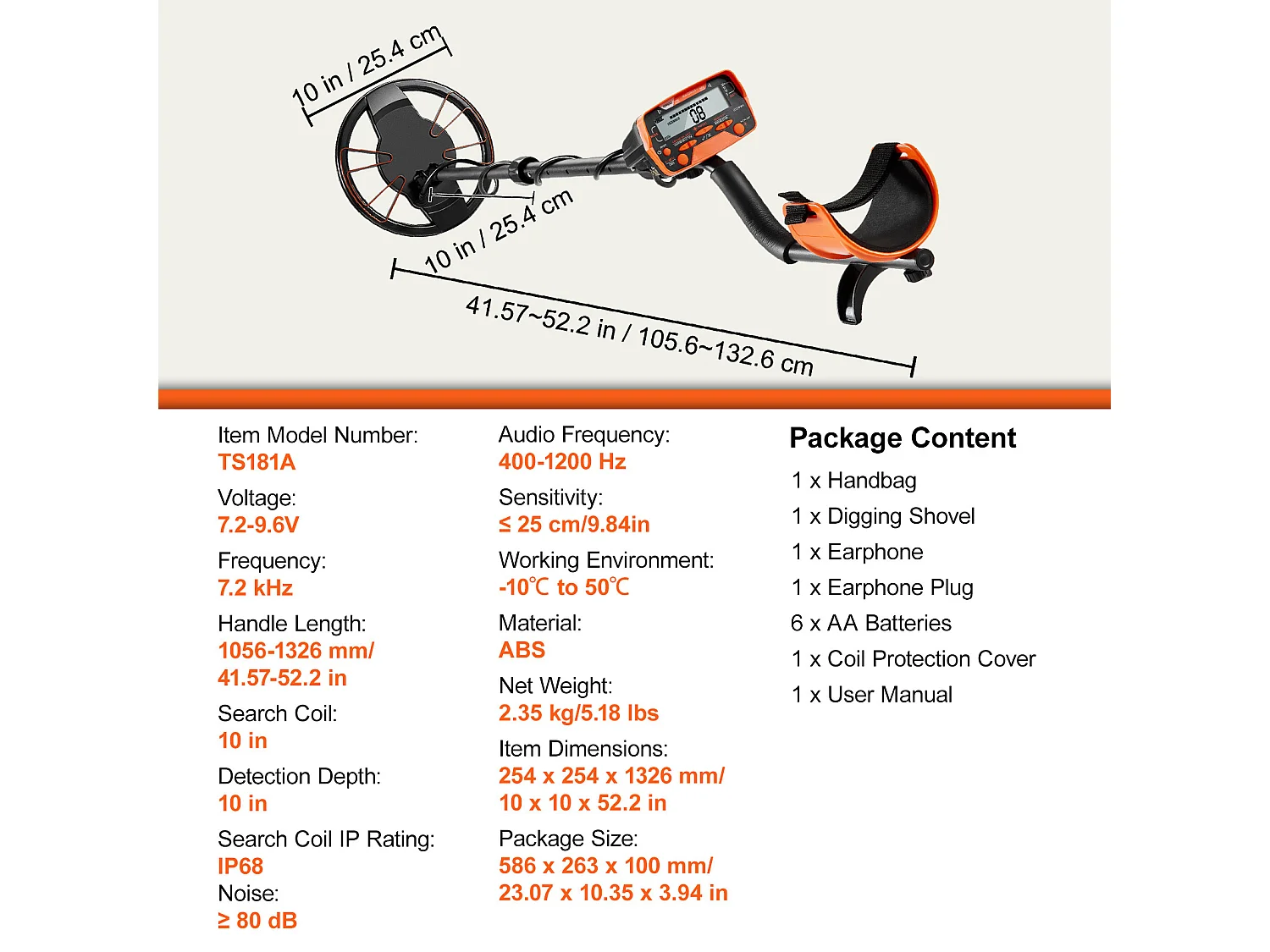 Détecteur de Métaux SucceBuy, 10 » IP68 Waterproof, Détecteur d'Or Professionnel pour Adultes, Noir