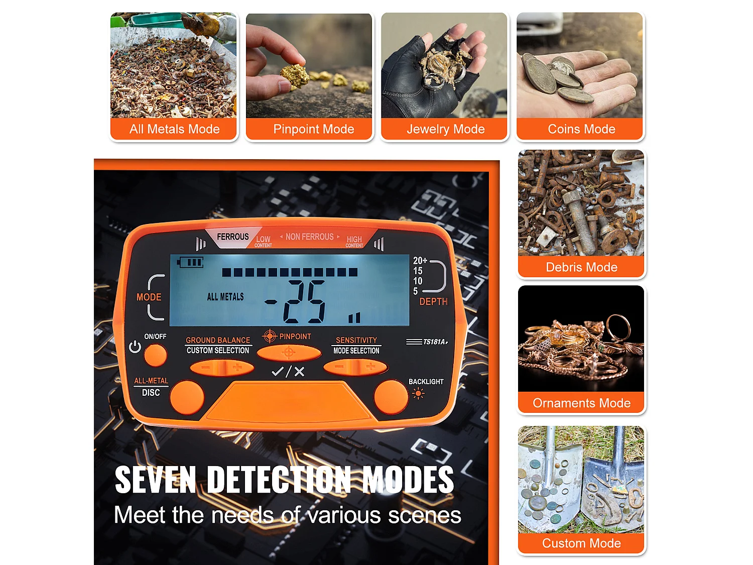 Détecteur de Métaux SucceBuy, 10 » IP68 Waterproof, Détecteur d'Or Professionnel pour Adultes, Noir