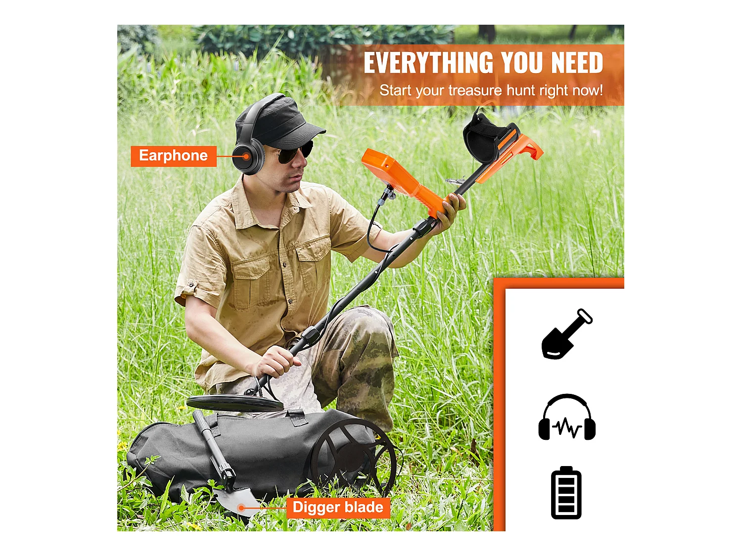 Détecteur de Métaux Étanche SucceBuy, Détecteur d'Or Rechargeable, Bobine de 12 Pouces, Professionnel