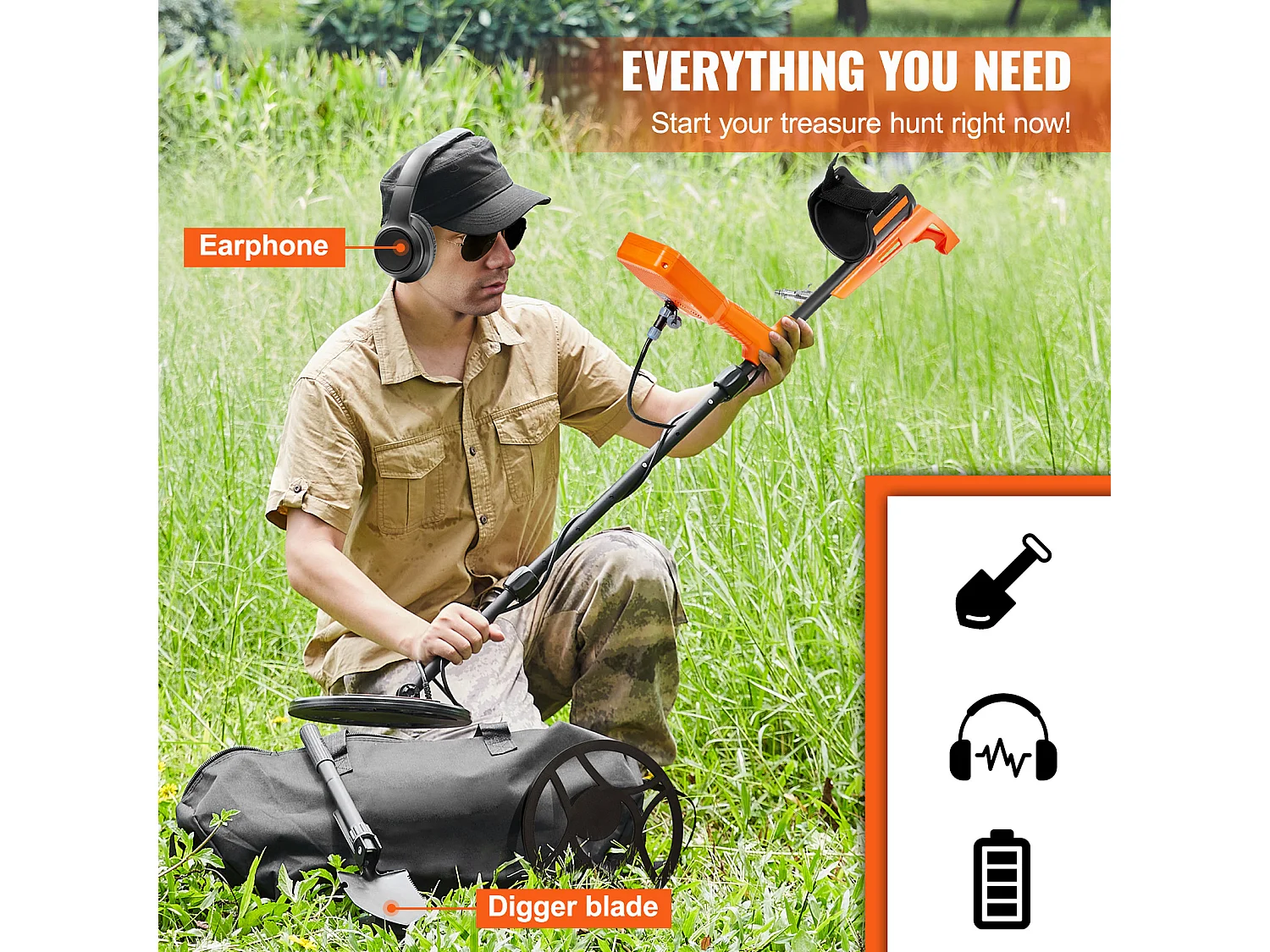 Détecteur de Métaux Étanche SucceBuy, Détecteur d'Or Rechargeable, Bobine de 12 Pouces, Professionnel