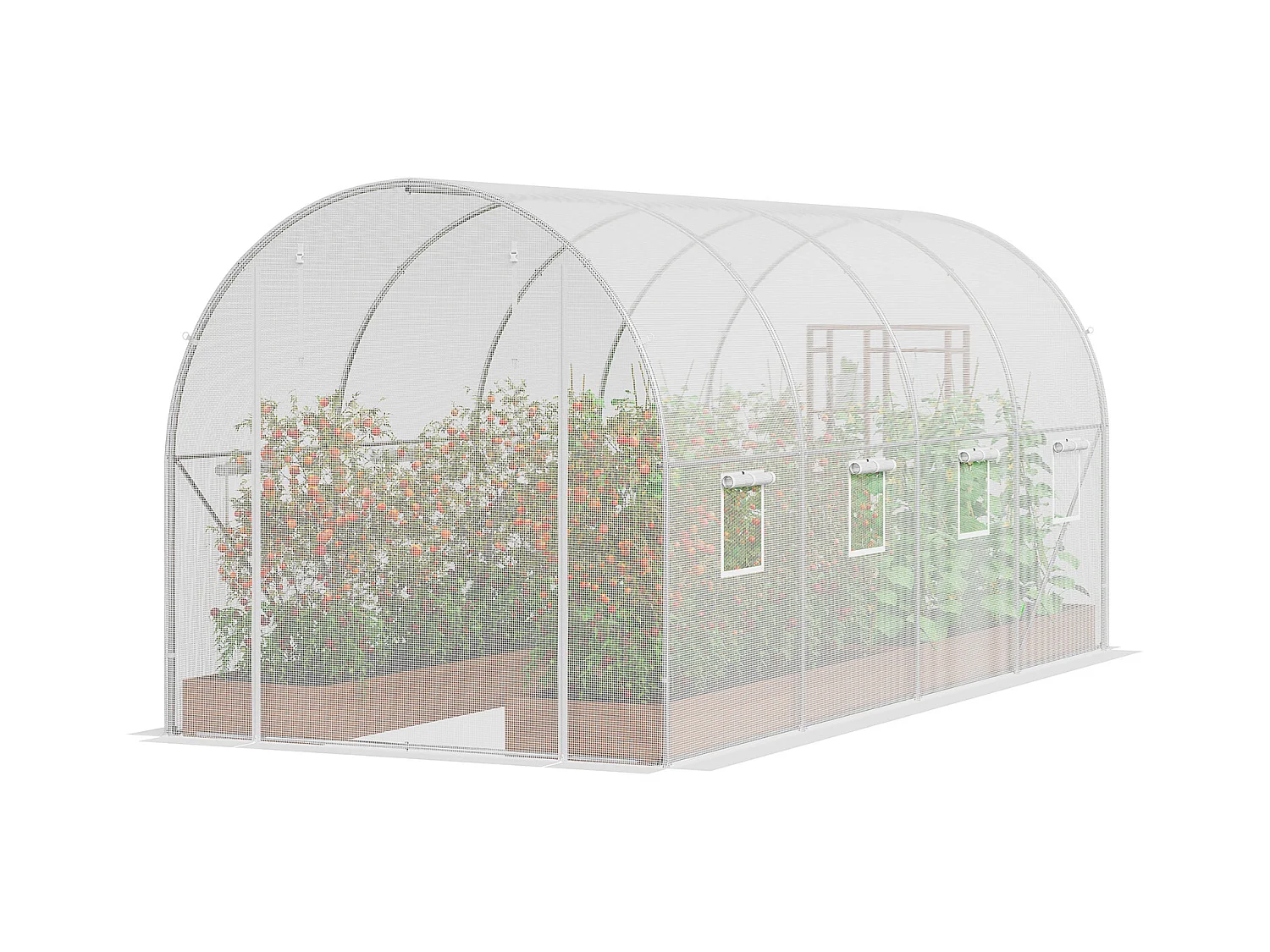 Serre Tunnel SucceBuy, 4,45 x 1,95 x 1,90 m, Cadre Galvanisé, Couverture PE, Blanc