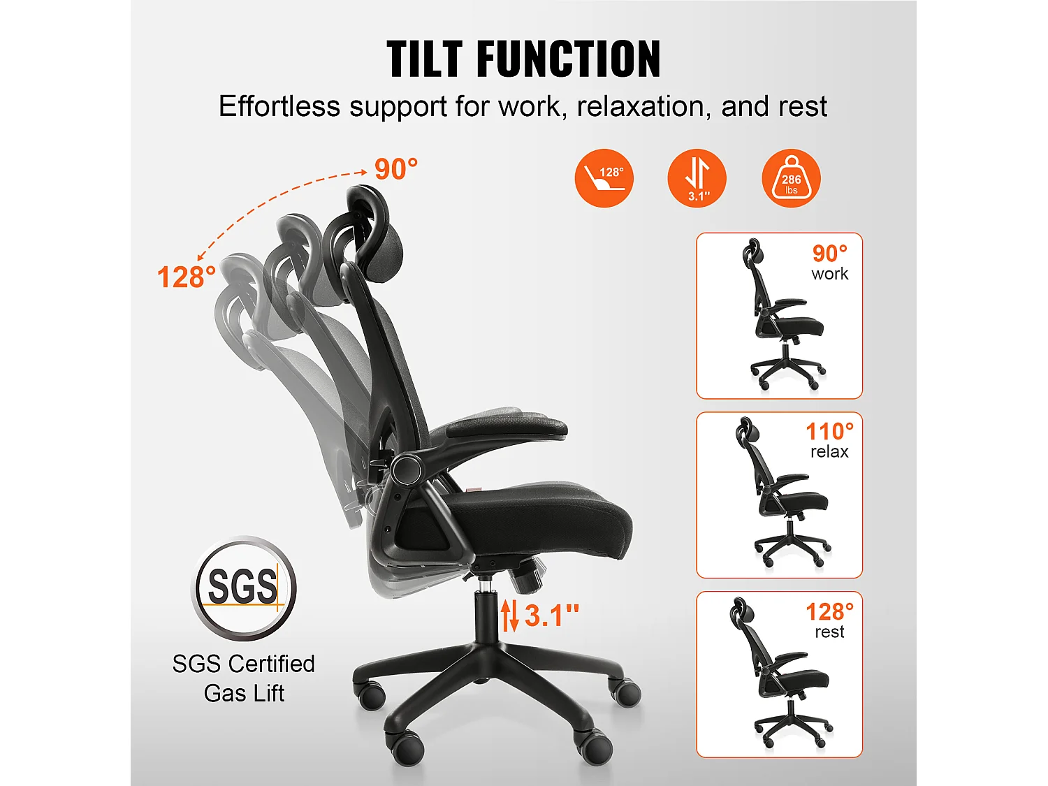 Chaise de Bureau Ergonomique SucceBuyà Haut Dossier, Appui-tête et Support lombaire Réglables
