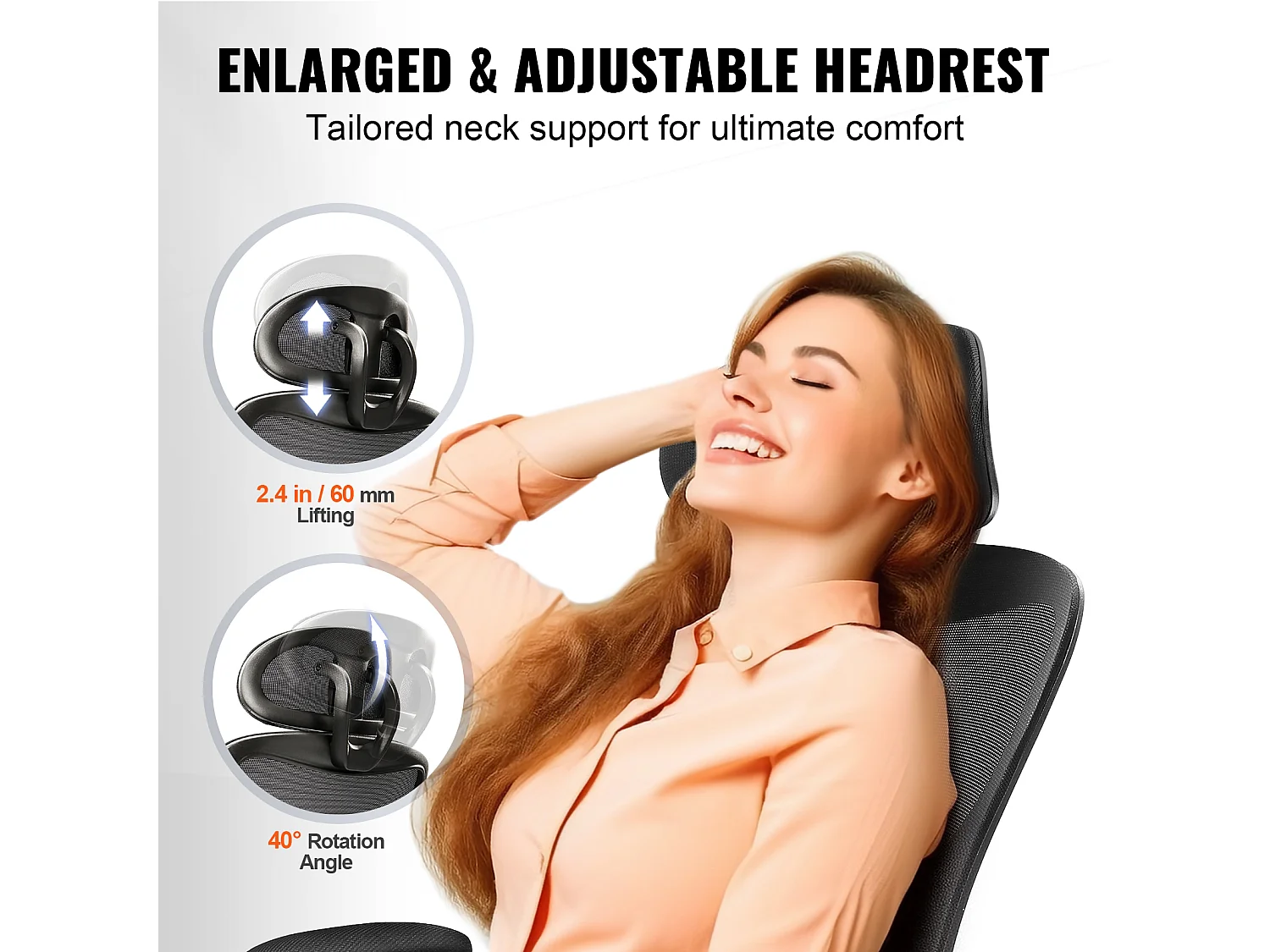 Chaise de Bureau Ergonomique SucceBuyà Haut Dossier, Appui-tête et Support lombaire Réglables