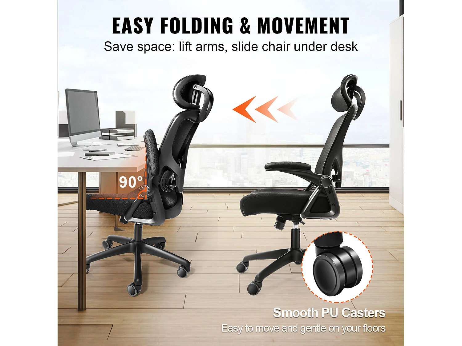 Chaise de Bureau Ergonomique SucceBuyà Haut Dossier, Appui-tête et Support lombaire Réglables