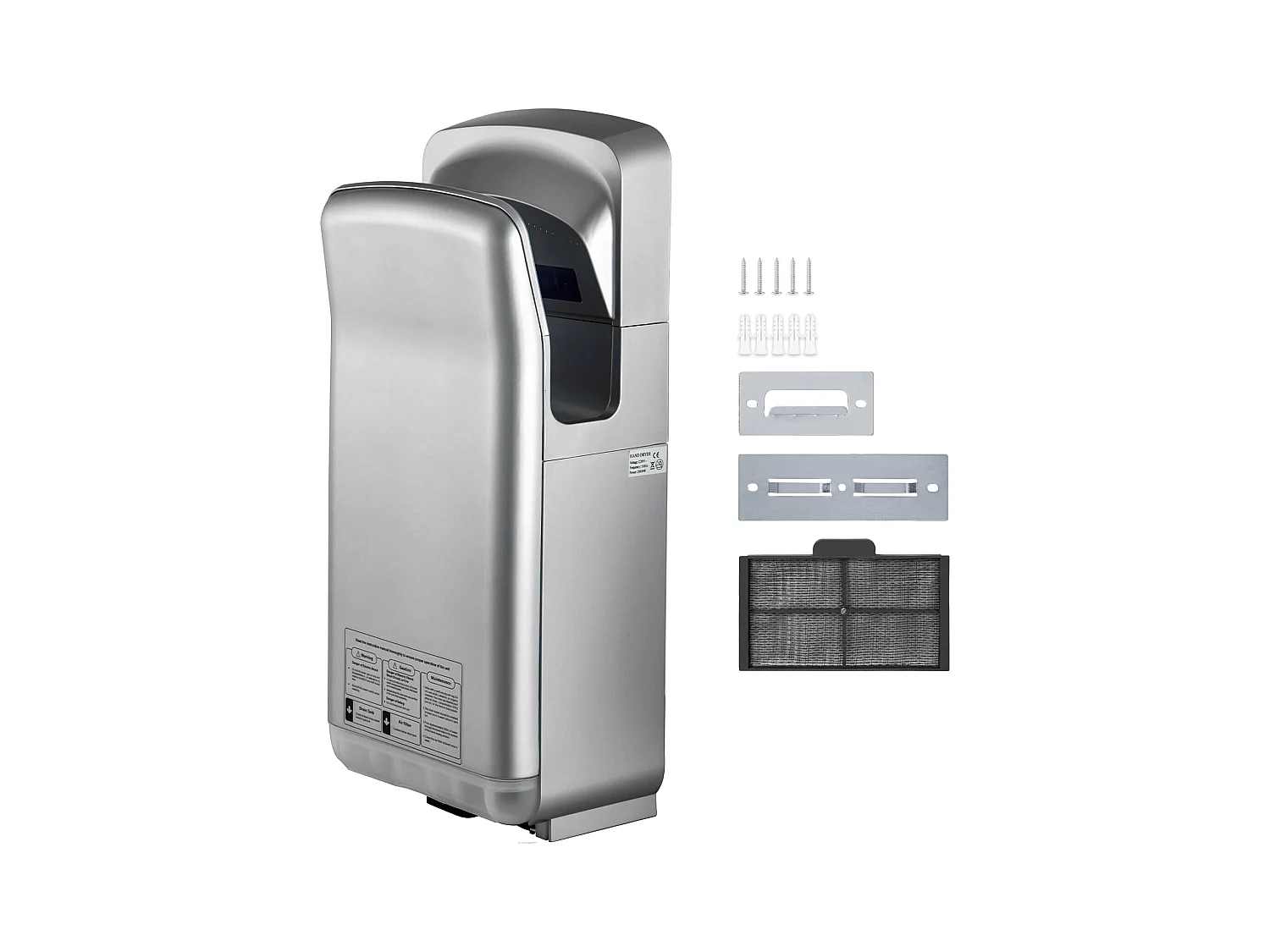 Sèche-Mains SucceBuy , Sèche-Mains Automatique à Grande Vitesse, pour Salle de Bains, Argenté