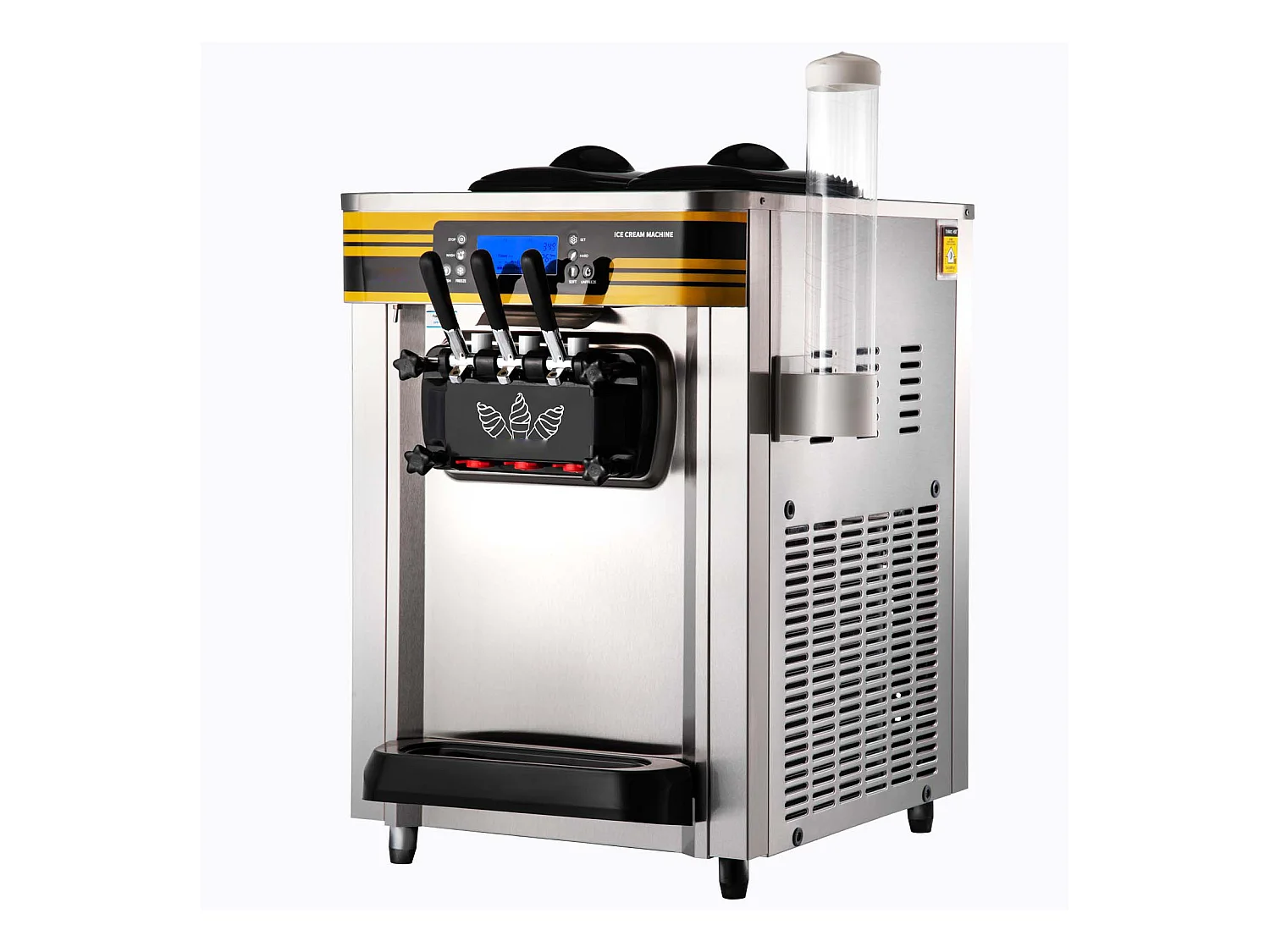 Machine à Crème Glacée SucceBuy, 22-30L/H, 2350W, Machine à Glace Italienne Trémie 6L, en Un Clic 3 Saveurs pour Café et Snack-Bar