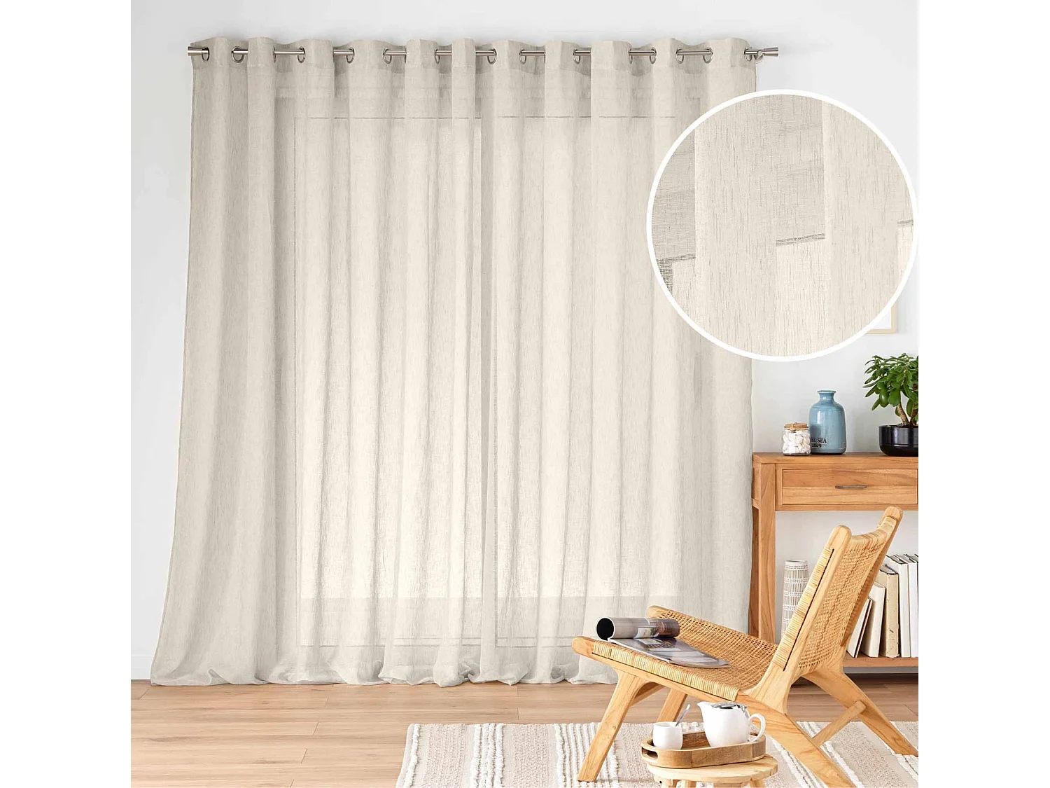 Rideau Voilage à Œillets "Carlin" 400x240cm Lin