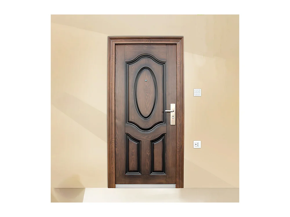 Porta blindata d'ingresso design effetto legno apertura esterna sinistra P3 90x197 marrone