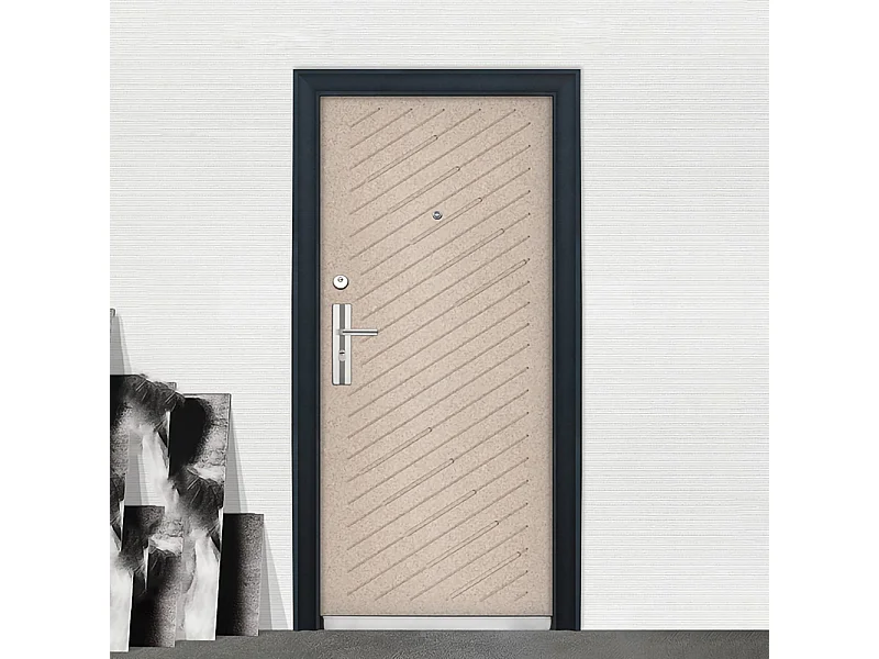 Porta blindata d'ingresso design moderno e spioncino apertura interna destra P14 90x200 effetto legno