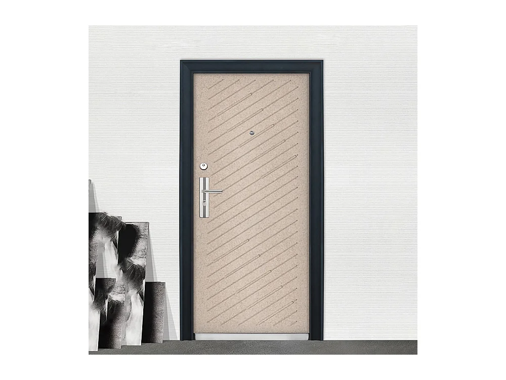 Porta blindata d'ingresso design moderno e spioncino apertura interna destra P14 90x200 effetto legno