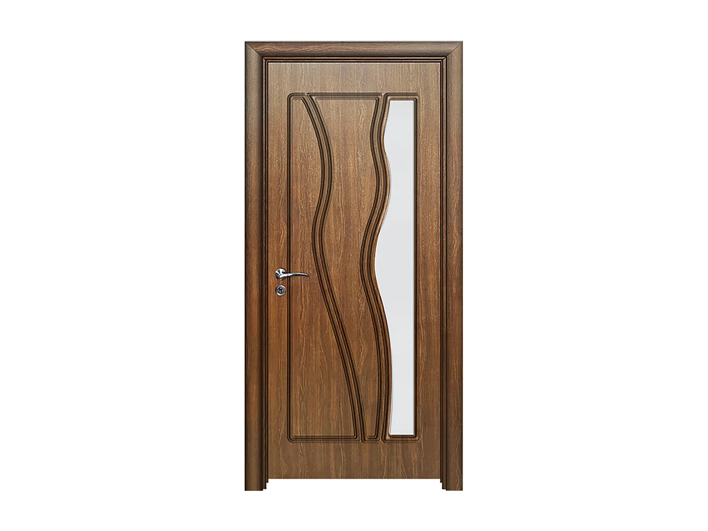 Porta da interno con vetro noce 80x206 (telaio 10-14cm) PIE20