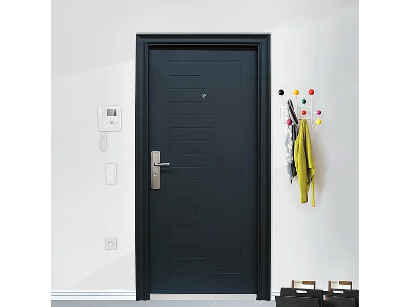 Porta blindata d'ingresso con spioncino apertura interna sinistra P8 90x197 grigio opaco