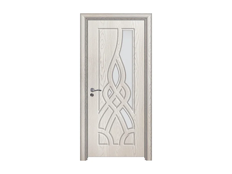 Porta da interno con vetro bianca effetto legno 80x206 (telaio 10-14cm) PIE12