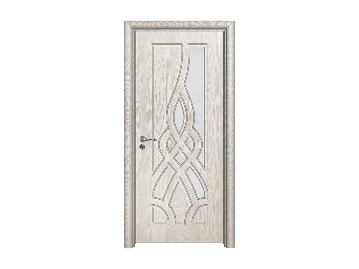 Porta da interno con vetro bianca effetto legno 80x206 (telaio 10-14cm) PIE12