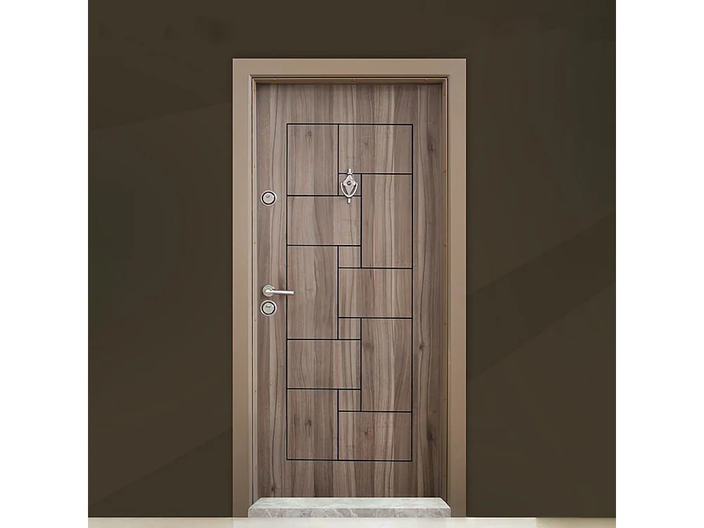 Porta blindata d'ingresso laminata effetto legno apertura interna sinistra PL3 92x200 marrone chiaro