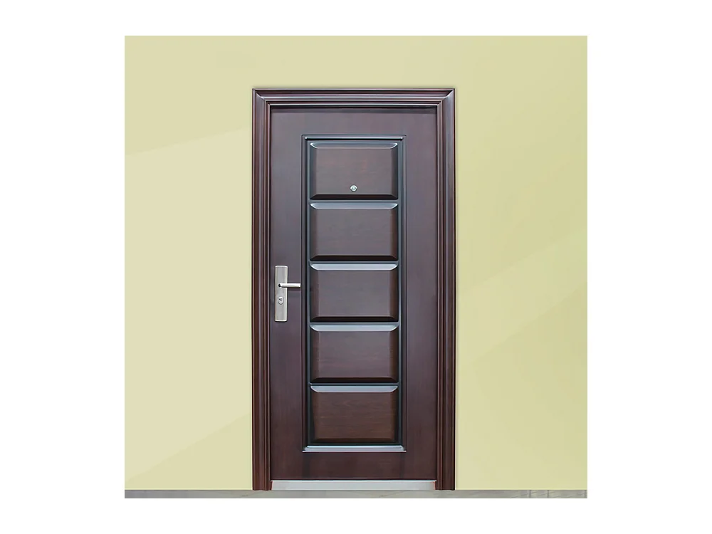 Porta blindata da ingresso con spioncino apertura interna sinistra P4 96x200 effetto legno