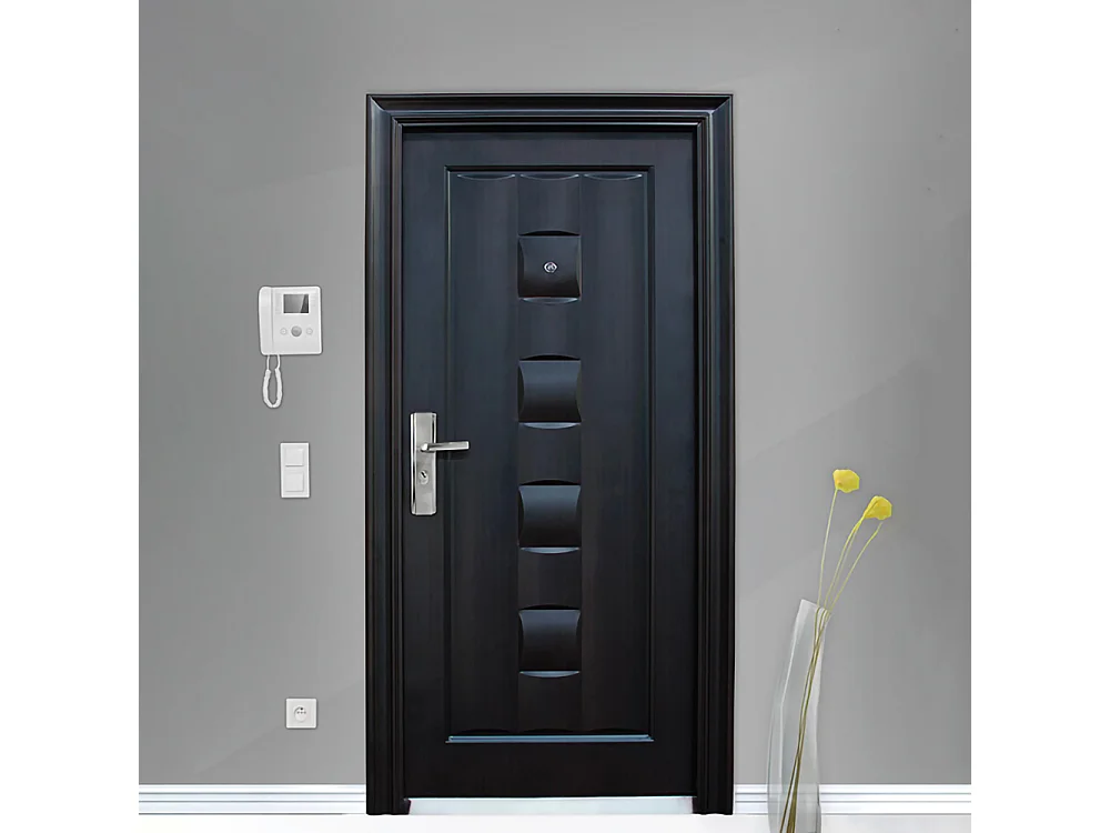 Porta blindata d'ingresso con spioncino apertura esterna destra P6 86x197 marrone scuro
