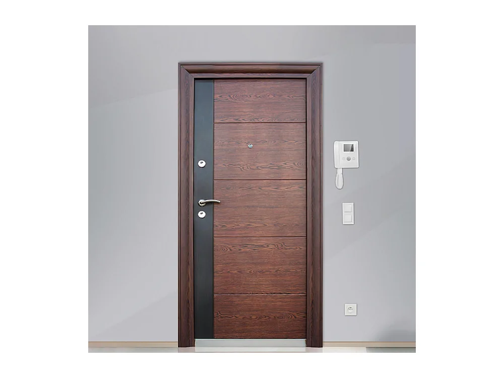 Porta blindata d'ingresso design bicolore apertura interna destra P11 90x197 marrone e nero