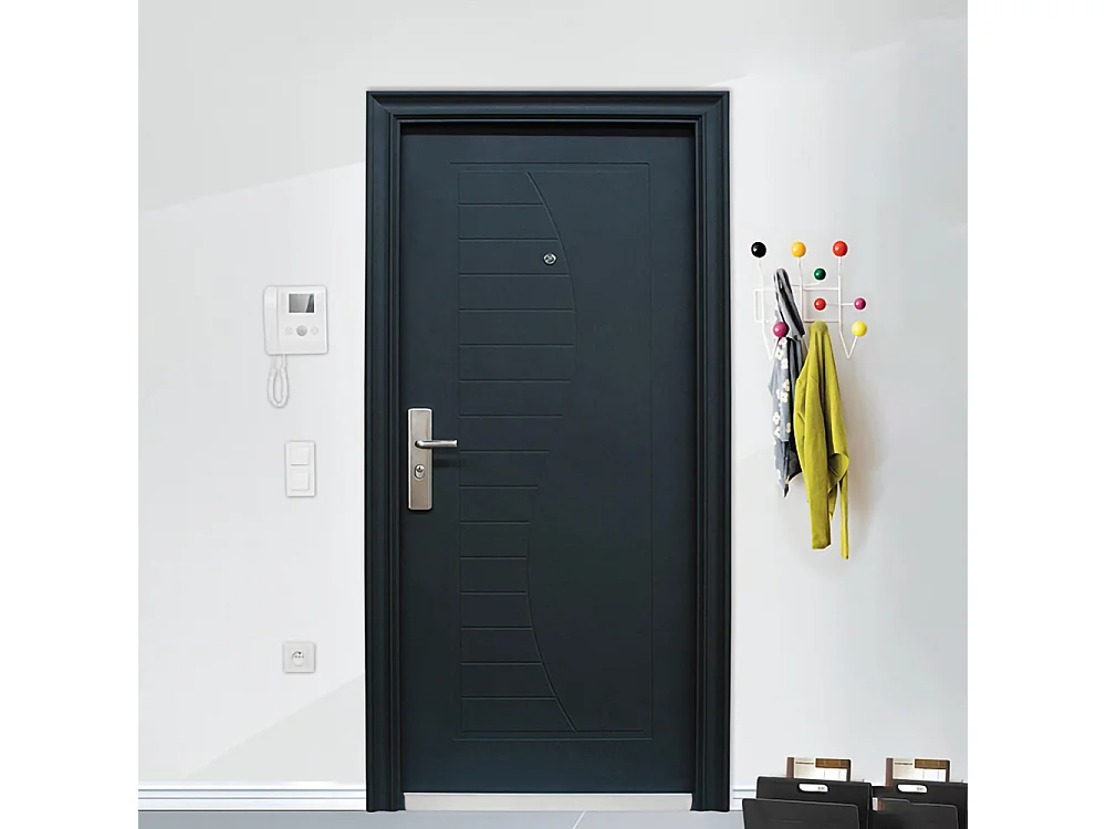 Porta blindata d'ingresso con spioncino apertura esterna sinistra P8 90x210 grigio opaco