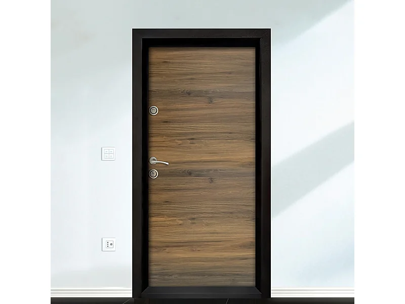 Porta blindata da interno liscia laminata apertura interna destra P17  88x200 effetto legno