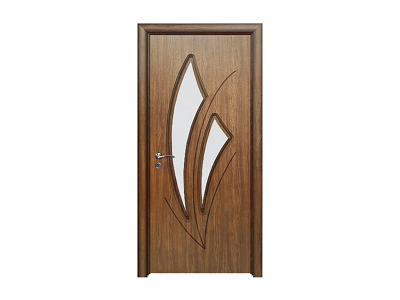 Porta da interno con vetro noce 80x206 (telaio 10-14cm) PIE22