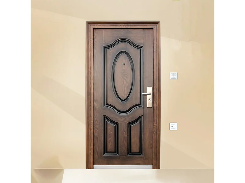 Porta blindata d'ingresso design effetto legno apertura interna sinistra P3 90x197 marrone