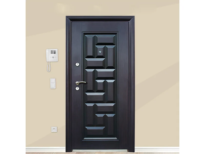 Porta blindata da ingresso moderna con apertura interna sinistra P1 84x190 scuro