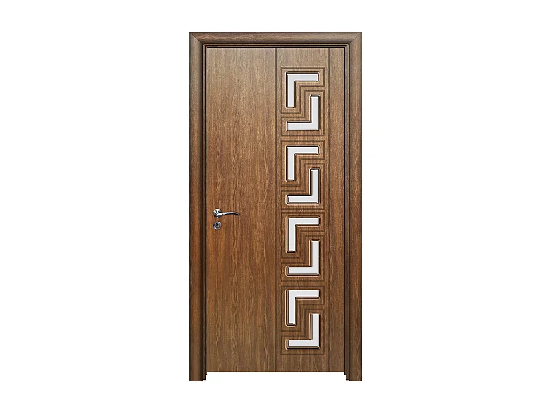 Porta da interno con vetro noce 80x206 (telaio 10-14cm) PIE26