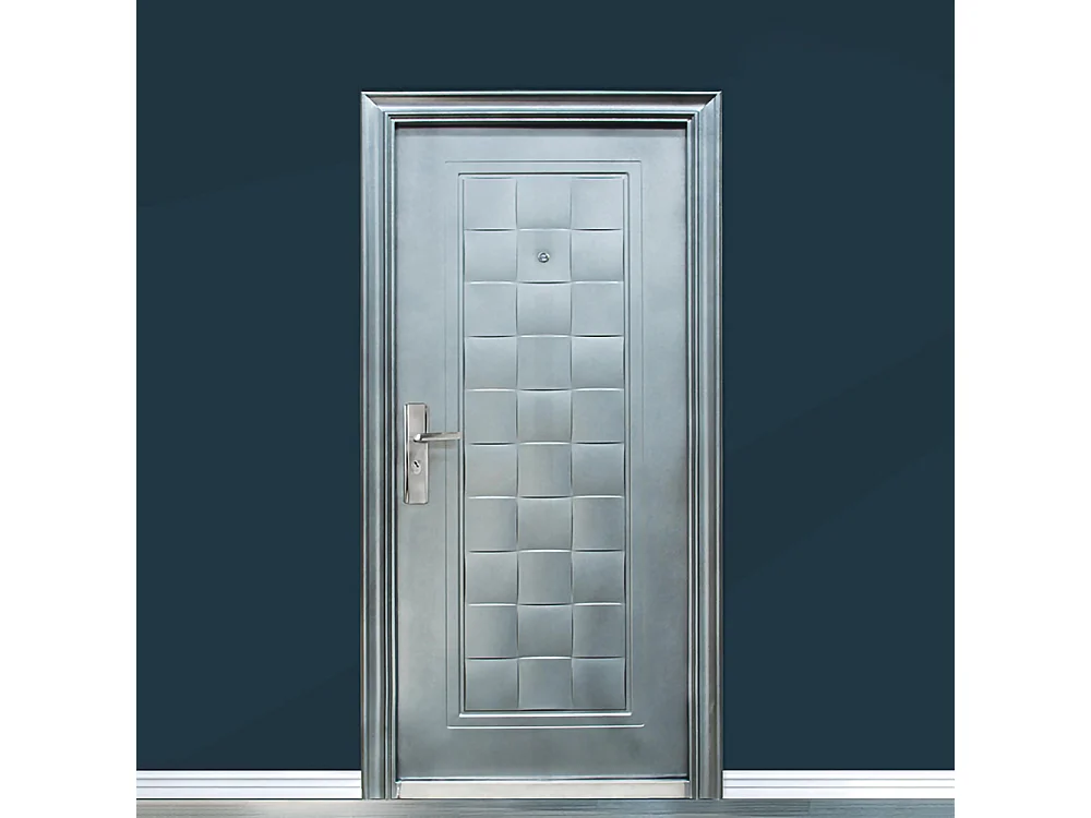 Porta blindata d'ingresso verniciata apertura interna sinistra P5 90x197 grigio argento