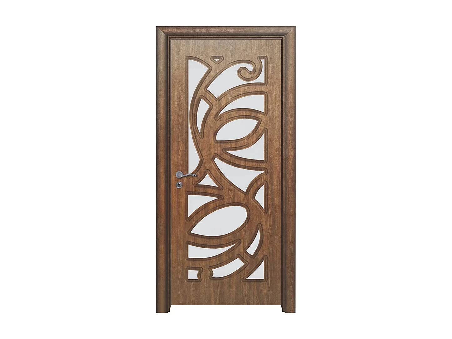 Porta da interno con vetro noce 80x197 (telaio 10-14cm) PIE10