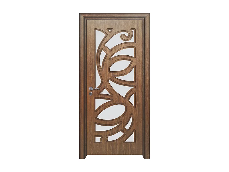 Porta da interno con vetro noce 80x197 (telaio 10-14cm) PIE10