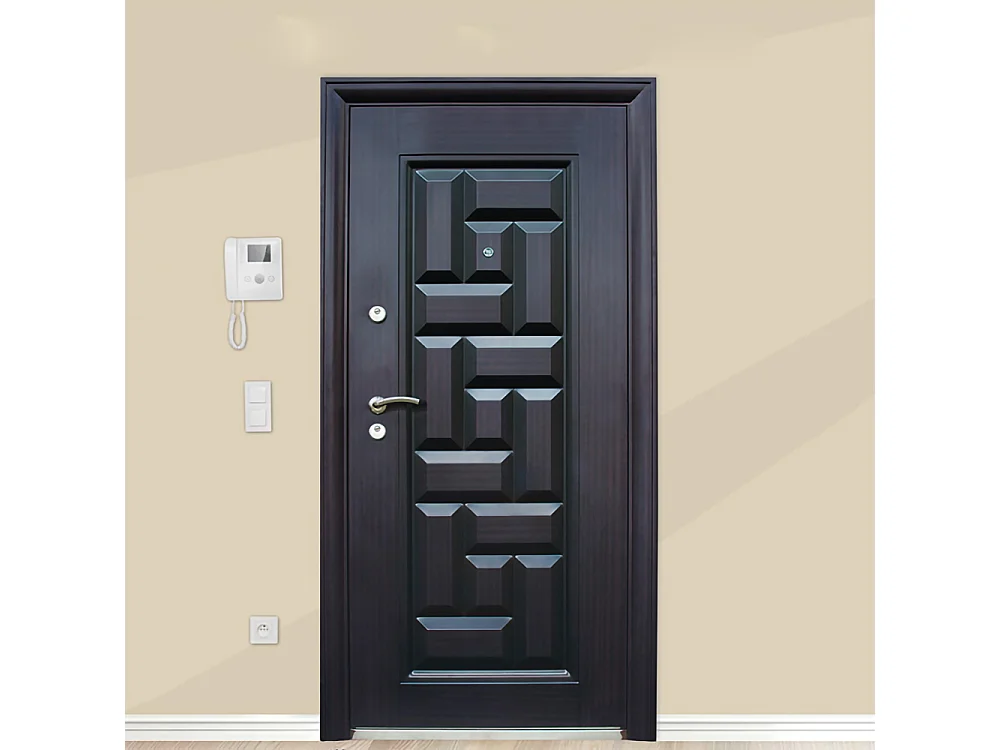 Porta blindata da ingresso moderna con apertura esterna destra P1 84x190 scuro