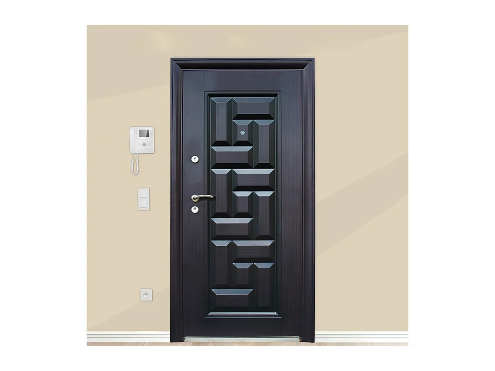 Porta blindata da ingresso moderna con apertura esterna sinistra P1 84x190 scuro