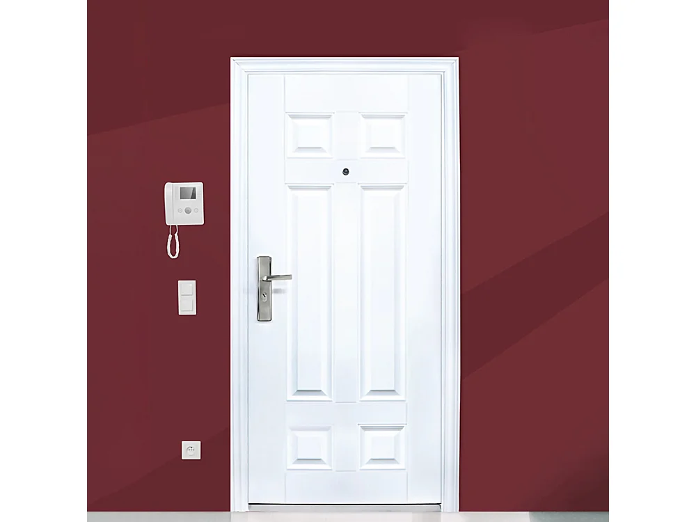 Porta blindata d'ingresso moderna apertura esterna sinistra P7 90x210 bianco