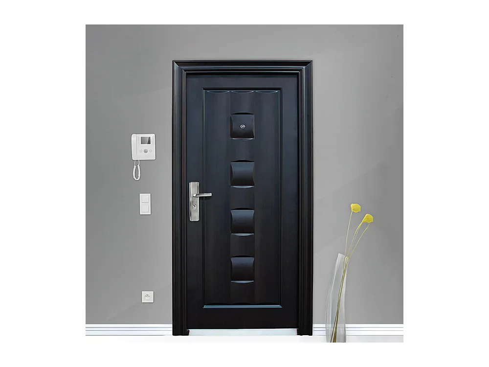 Porta blindata d'ingresso con spioncino apertura interna destra P6 86x197 marrone scuro