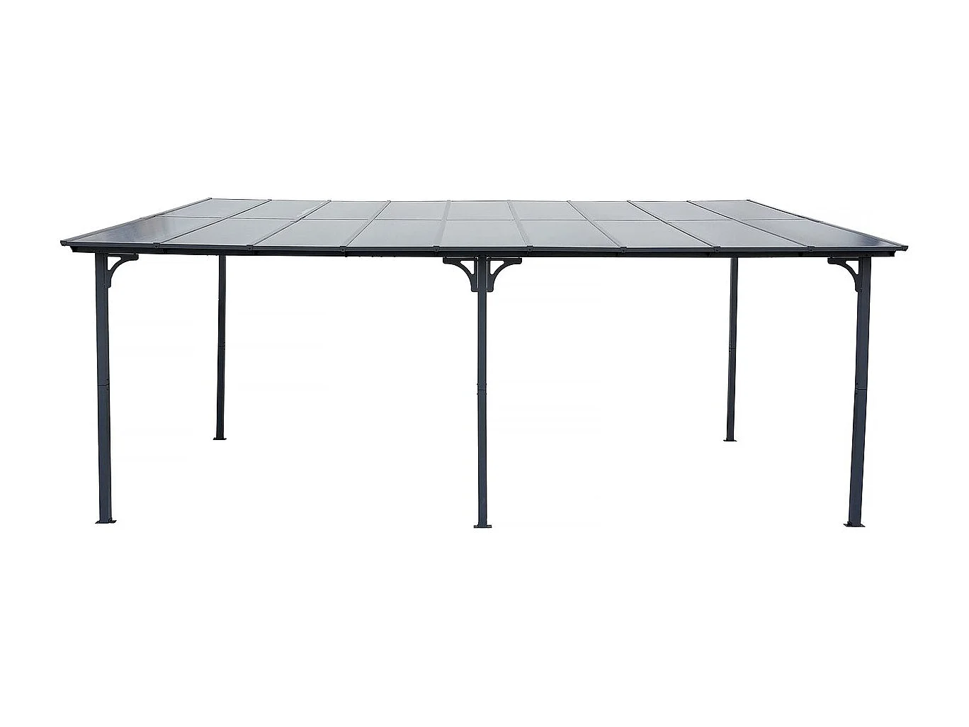 Pergola tonnelle adossée "Marvin" - 5.5 x 3 m - 545 x 298 x 243 cm - Gris foncé