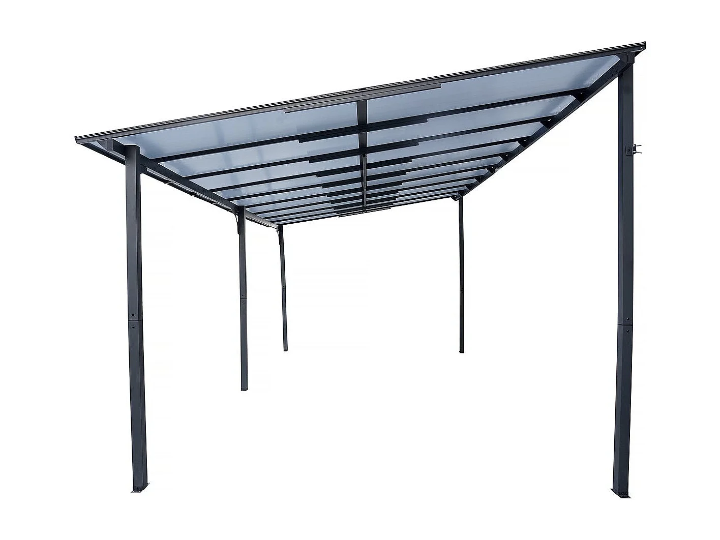 Pergola tonnelle adossée "Marvin" - 5.5 x 3 m - 545 x 298 x 243 cm - Gris foncé