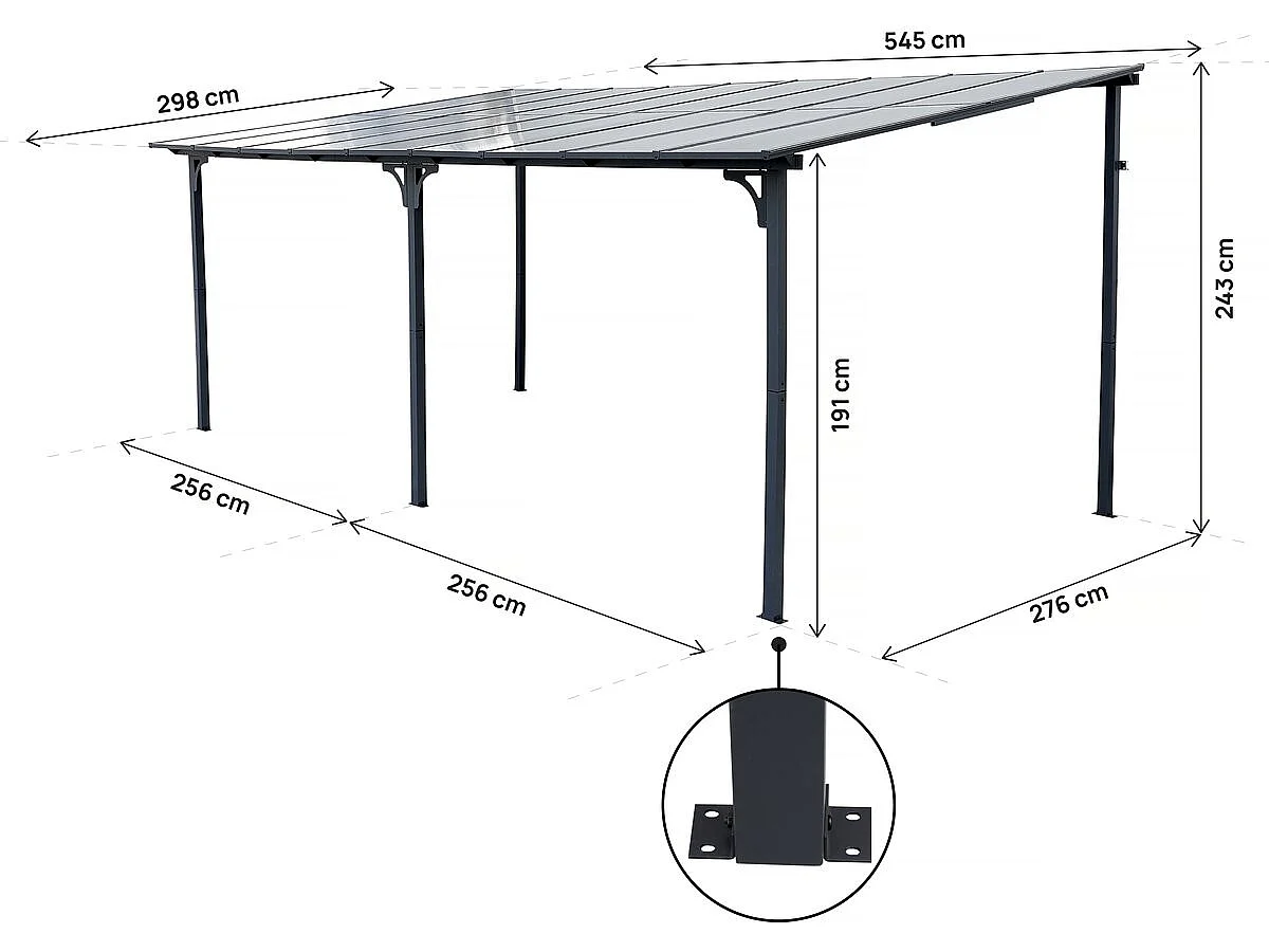 Modern Mörkgrå Aluminium och Metall Pergola "Marvin" 5,5 x 3m - UV-resistent - Vattentät