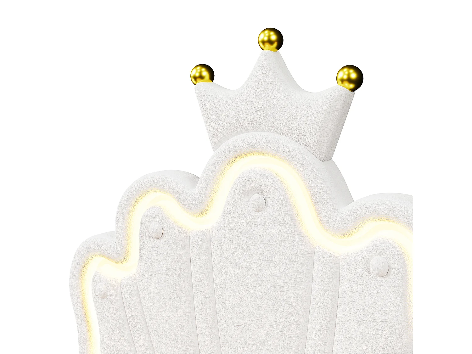 Lit enfant 90x200 cm - PU blanc - éclairage LED - Lit simple avec 2 tiroirs et tête de lit réglable