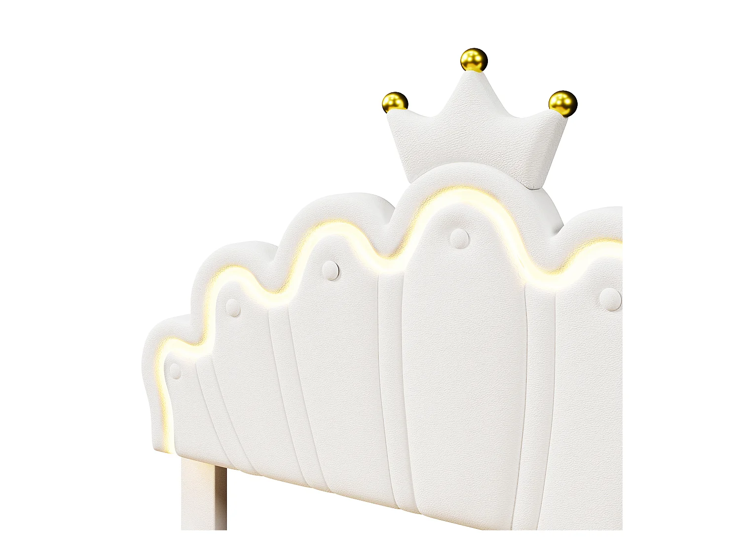 Lit double 140x200 cm - PU blanc - éclairage LED - Lit adulte avec 2 tiroirs et tête de lit réglable