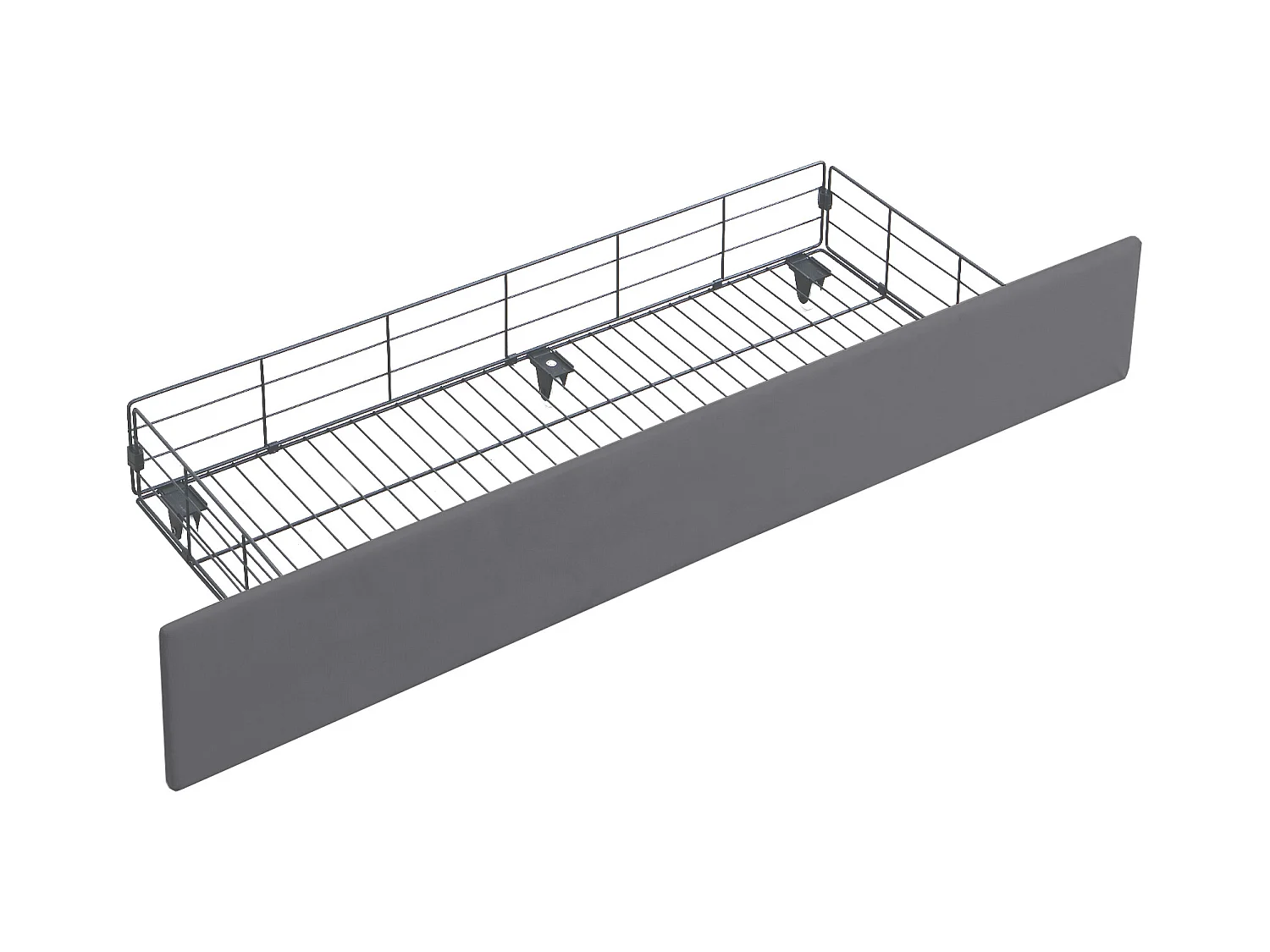 Lit double 160x200 cm - Lit adulte avec bandeau lumineux et USB - Tiroirs de rangement - Velours gris