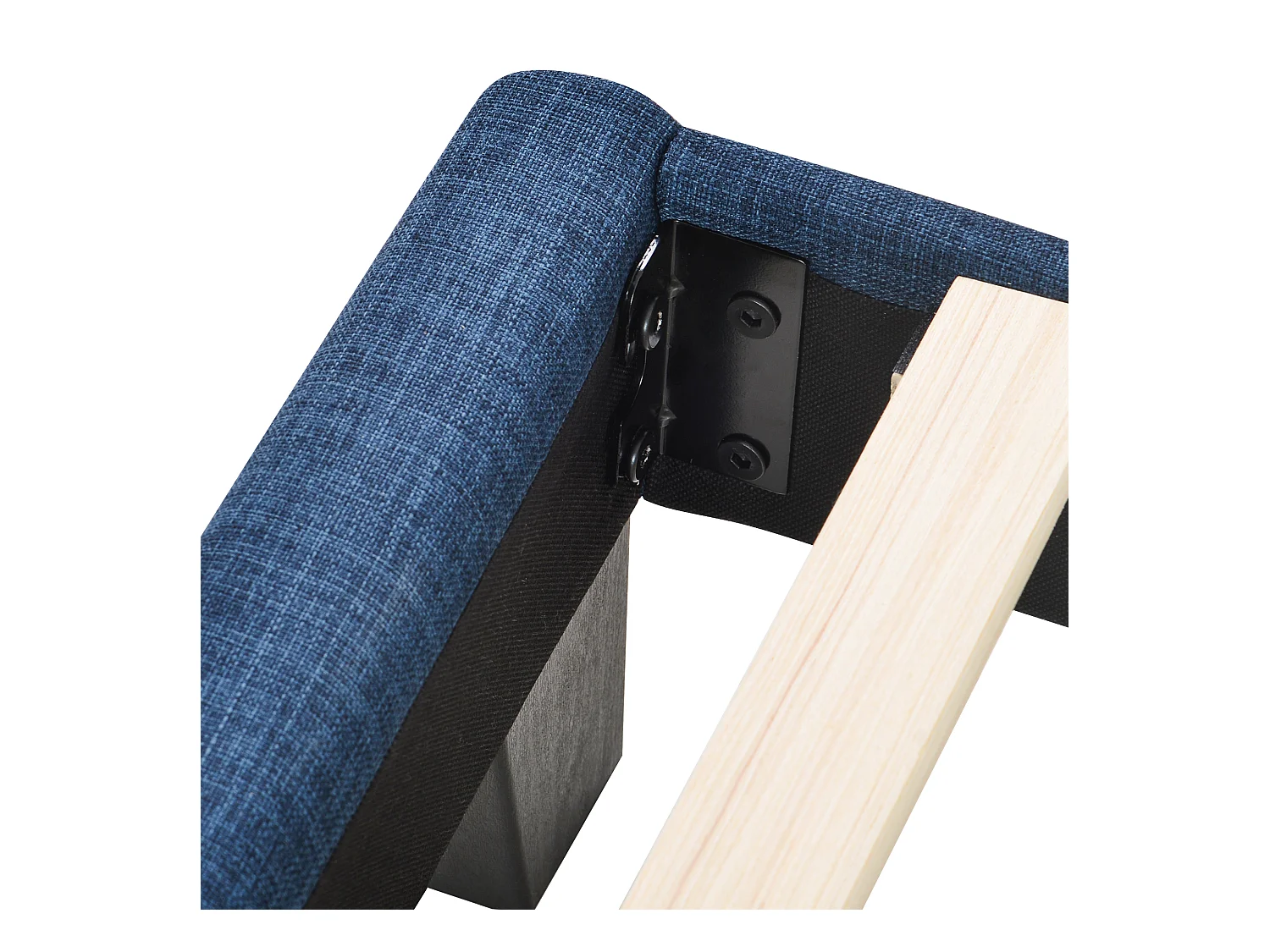 Lit double 140x200 cm Lit adulte - avec sommier à lattes en bois - lin bleu - sans matelas